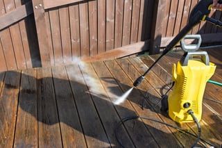 Decking cleaning with pressure washer
